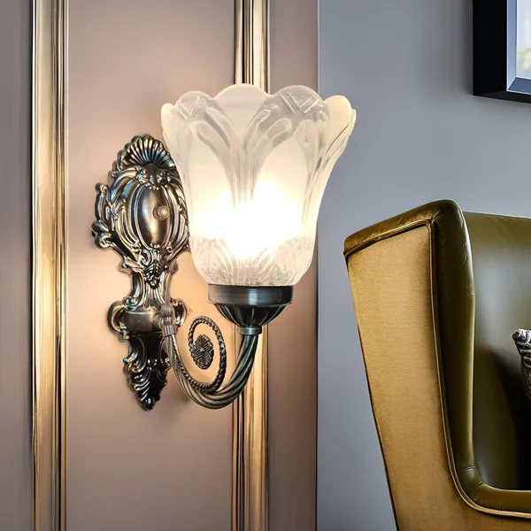 Multi_Antique_Wall_Mounted_Lamp_With_Glass_Shade_Contemporary_Accent_Light_For_Indoor_Spaces,_E27_Bulb_Compatible,_Ideal_For_Bedrooms,_Hallways,_And_Living_Areas_(With_Bulb)