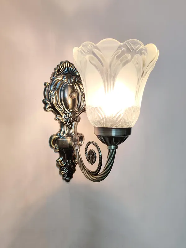 Multi_Antique_Wall_Mounted_Lamp_With_Glass_Shade_Contemporary_Accent_Light_For_Indoor_Spaces,_E27_Bulb_Compatible,_Ideal_For_Bedrooms,_Hallways,_And_Living_Areas_(With_Bulb)