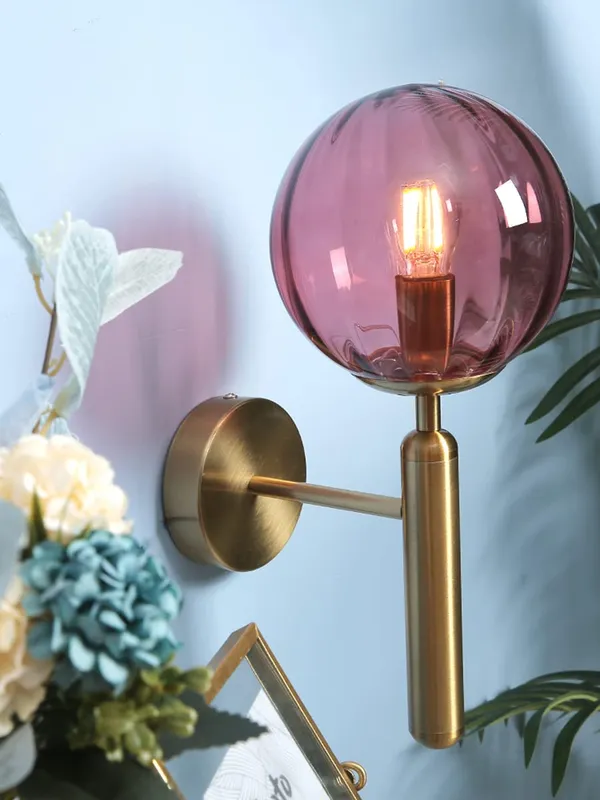 Pink_&_Gold_Metal_Bedside_Wall_Light_Lamp_With_Glass_Shade_For_Bedroom,_Living_Room_Modern,_Restaurant,_Kitchen_Or_For_Home_Decoration._(Without_Bulb,_&_Pink)