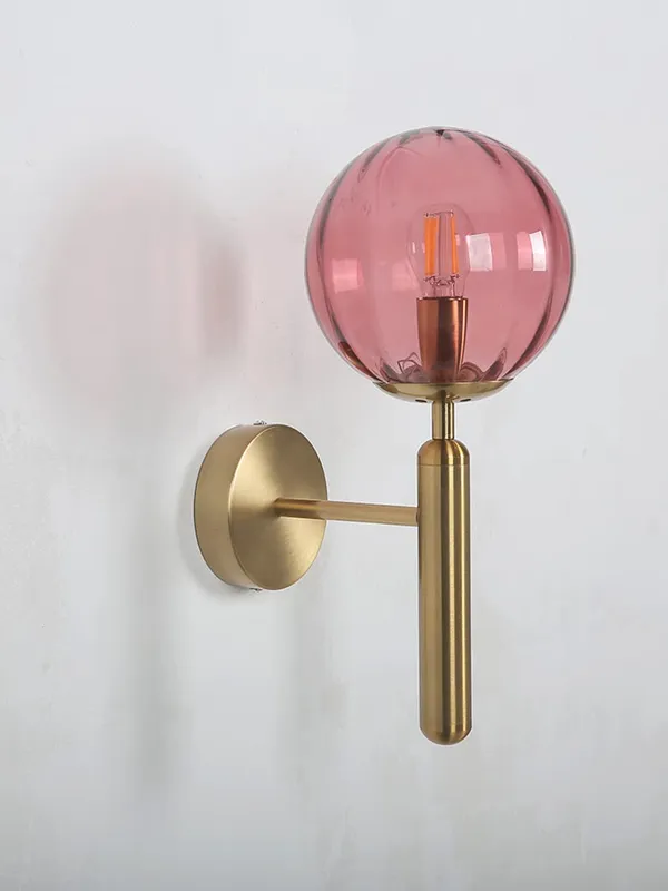 Pink_&_Gold_Metal_Wall_Light_For_Living_Room_Modern/Wall_Lamps_For_Bedroom/For_Living_Room/Wall_Lights_For_Home_Decoration/Bedside_Wall_Lamp/Wall_Lamp_Light_(Pink_Glass,_With_Bulb)