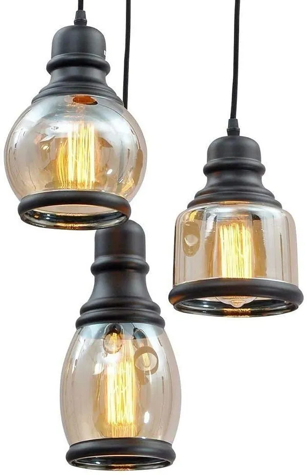 Black_Retro_Style_Hanging_Chandelier_Cluster_Light_Fixture_Amber_Glass_Matte_Finish_Vintage_Ceiling_Lighting_For_Living_Room,_Entryway,_Cafe,_Home,_Bedroom,_Malls,_(With_Bulb)