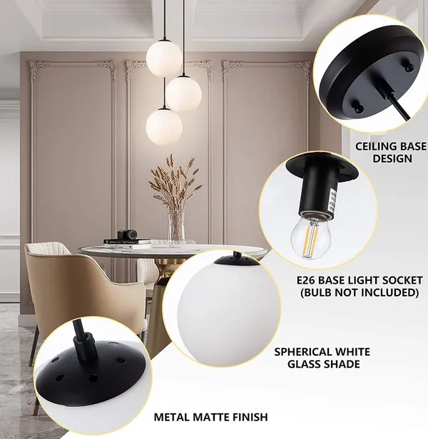 White_6_Inch_Milky_Globe_Glass_Designer_Hanging_Lamp_Chandelier_Light_For_Dining_Room,_Bedroom,_Living_Room_Decor_(With_Bulb,_Single)