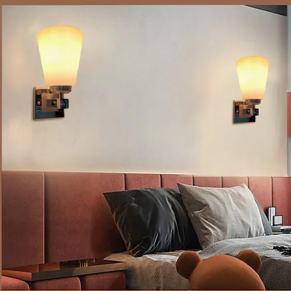Brown_Classic_Steel_Wall_Light_With_Pvc_Shade_Contemporary_Decorative_Lighting_Indoor_Wall_Lamp_Fixture_For_Bedroom,_Living_Room,_Hallway,_Kitchen_And_Home_Decor_(Without_Bulb)