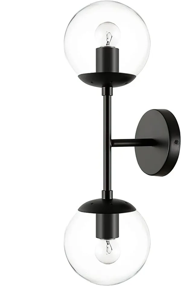 Black_Wall_Light_With_For_Bedroom,_Living_Room_And_Home_Decoration_With_Clear_Glass_Globe_Shade_(Without_Bulb)