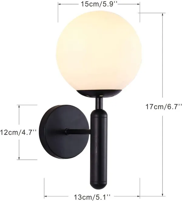 Black_Metal_Bedside_Wall_Light_Lamp_With_Glass_Shade_For_Bedroom,_Living_Room_Modern,_Restaurant,_Kitchen_Or_For_Home_Decoration._(With_Bulb,_)