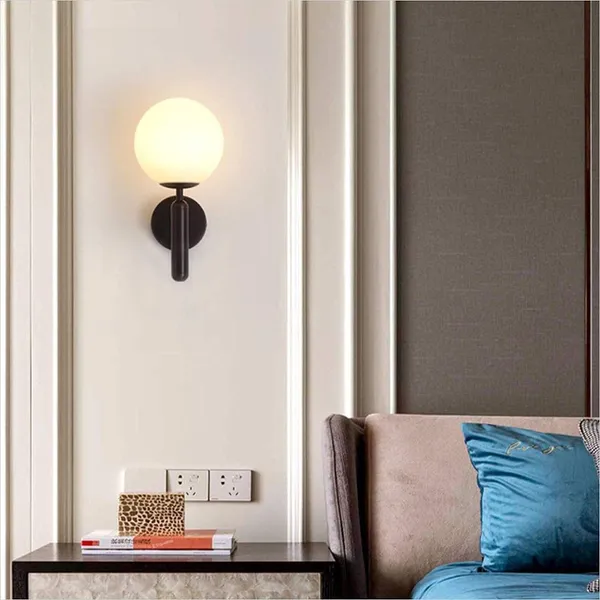 Black_Metal_Bedside_Wall_Light_Lamp_With_Glass_Shade_For_Bedroom,_Living_Room_Modern,_Restaurant,_Kitchen_Or_For_Home_Decoration._(With_Bulb,_)