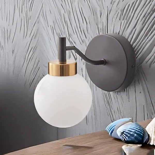 Black_&_White_Metal_Wall_Light_For_Living_Room_Modern/Wall_Lamps_For_Bedroom/For_Living_Room/Wall_Lights_For_Home_Decoration/Bedside_Wall_Lamp/Wall_Lamp_Light_(Dome_Glass_(&_),_Without_Bulb)