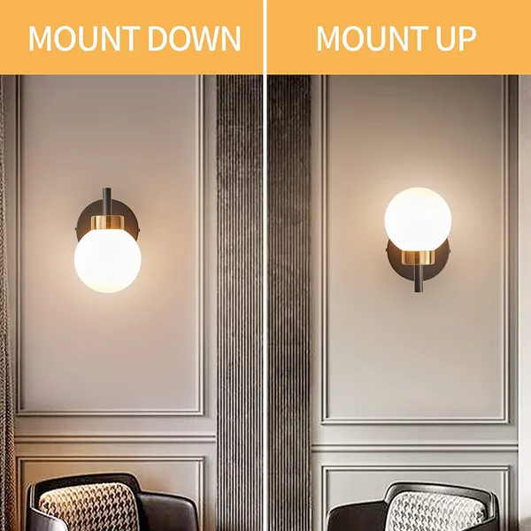 Black_&_White_Metal_Wall_Light_For_Living_Room_Modern/Wall_Lamps_For_Bedroom/For_Living_Room/Wall_Lights_For_Home_Decoration/Bedside_Wall_Lamp/Wall_Lamp_Light_(Dome_Glass_(&_),_Without_Bulb)