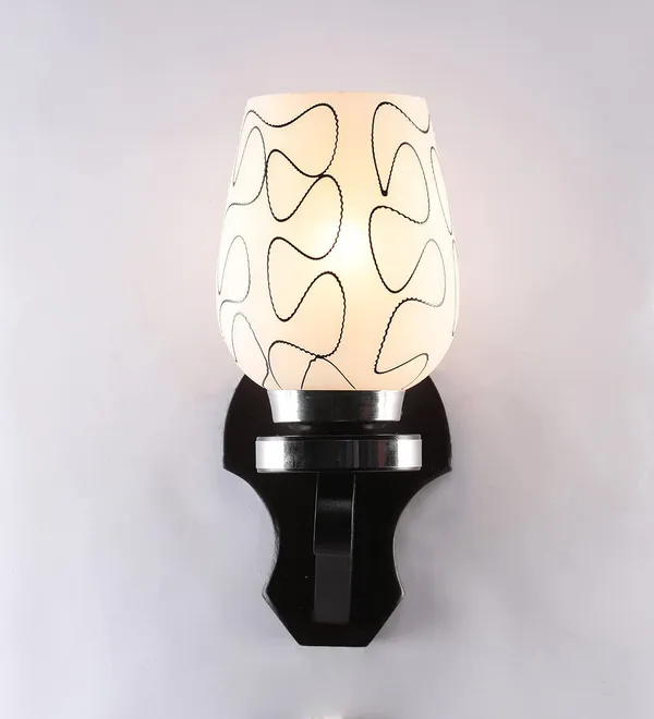 Black_&_White_Wooden_Wall_Light_Sconce_Lamp_With_Frosted_Glass/Wall_Light_For_Bedroom/Wall_Lamp_For_Living_Room/Wall_Light_For_Dining_Room/Restaurants/Home_&_Decoration_(Without_Bulb)
