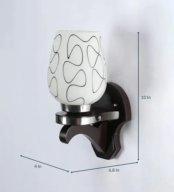Black_&_White_Wooden_Wall_Light_Sconce_Lamp_With_Frosted_Glass/Wall_Light_For_Bedroom/Wall_Lamp_For_Living_Room/Wall_Light_For_Dining_Room/Restaurants/Home_&_Decoration_(Without_Bulb)