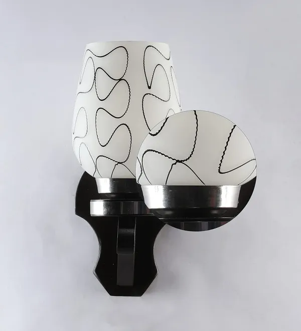 Black_&_White_Wooden_Wall_Light_Sconce_Lamp_With_Frosted_Glass/Wall_Light_For_Bedroom/Wall_Lamp_For_Living_Room/Wall_Light_For_Dining_Room/Restaurants/Home_&_Decoration_(Without_Bulb)