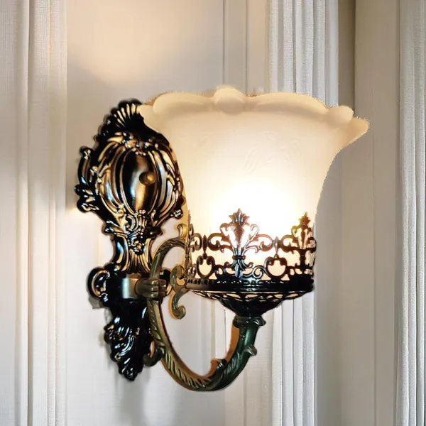 Golden_Antique_Traditional_Wall_Light_Fixture_Decorative_Sconce_With_Glass_Shade,_Classic_Lighting_Fixture_Perfect_For_Bedroom,_Living_Room,_Hallway,_Corridors,Entryways_(With_Bulb)
