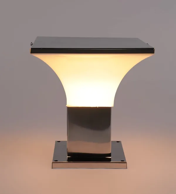 White_&_Silver_Metal_Pvc_Gate_Light_Waterproof_Outdoor_Pillar_Lamp,_Durable_Exterior_Decorative_Fixture_Light_For_Fences,_And_Entryways_For_Garden,_Patio,And_Driveway_(Without_Bulb)