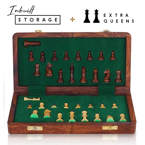 Maple_wood_14_Inches_Handcrafted_Rosewood_Unique_Chess_Board_Set_Foldable_Secure_Storage_For_Magnetic_Pieces_With_Extra_Queens_Chess_Set_For_Kids_And_Adults_(14_X_14_Inches,_Brown)