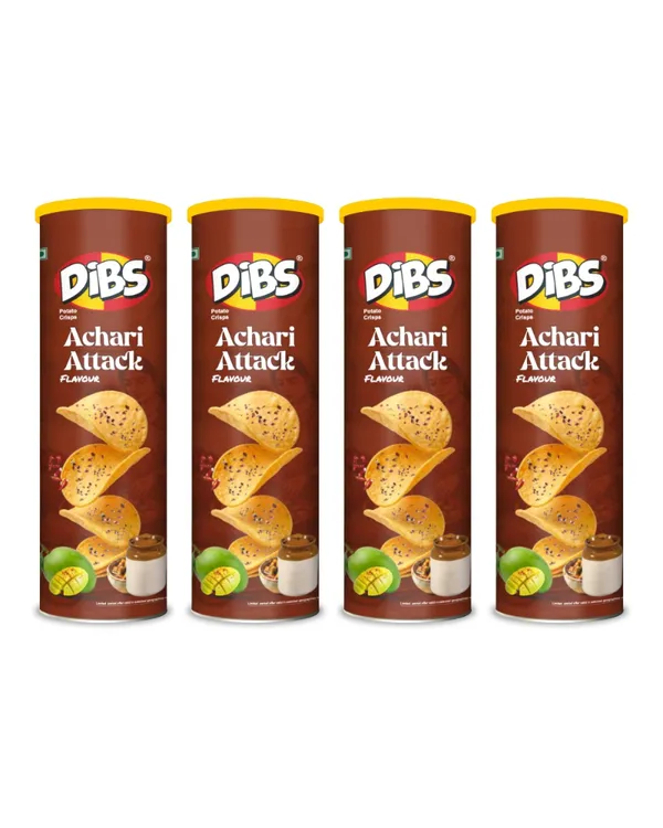 Dibs_Potato_Chips_-_Achari_Attack,_Thin_Crunchy_Crispy_Snack,_Combo_of_4,_102g_Each_(4_x_102g)