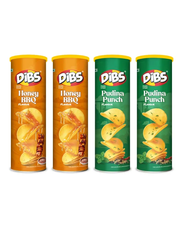 Dibs_Potato_Chips_-_Combo_of_4_(Honey_BBQ_x_2,_Pudina_Punch_x_2)_Thin_Crunchy_Crispy_Snack_|_(4_x_102_G)