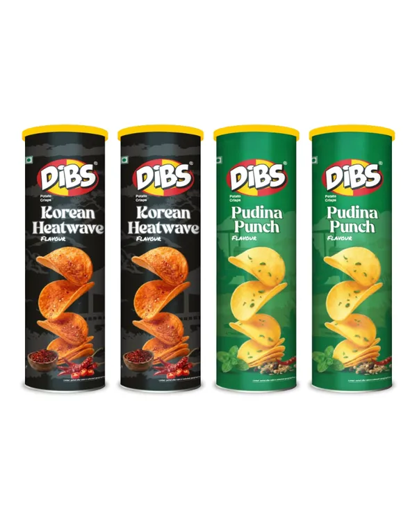 Dibs_Potato_Chips_-_Combo_of_4_(Pudina_Punch_x_2,_Korean_Heatwave_x_2)_Thin_Crunchy_Crispy_Snack_|_(4_x_102_G)