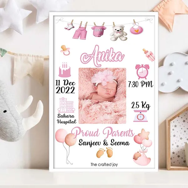 Customizable_Color_Personalized_Baby_Girl_Birth_Stats_Frame_Custom_Name,_Photo,_Date,_Weight_&_Time_|_Newborn_Keepsake_Gift_(9.5_X_12.5_Inch)