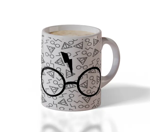 White_Mystical_Wizard_Lightning_Coffee_Mug_Iconic_Glasses_&_Scar_Design
