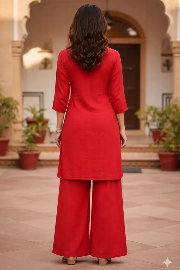 Red_Handpainted_Cotton_Kurta_Pant_Set_|_Artisan_Floral_Handcrafted_Co_Ord_For_Women