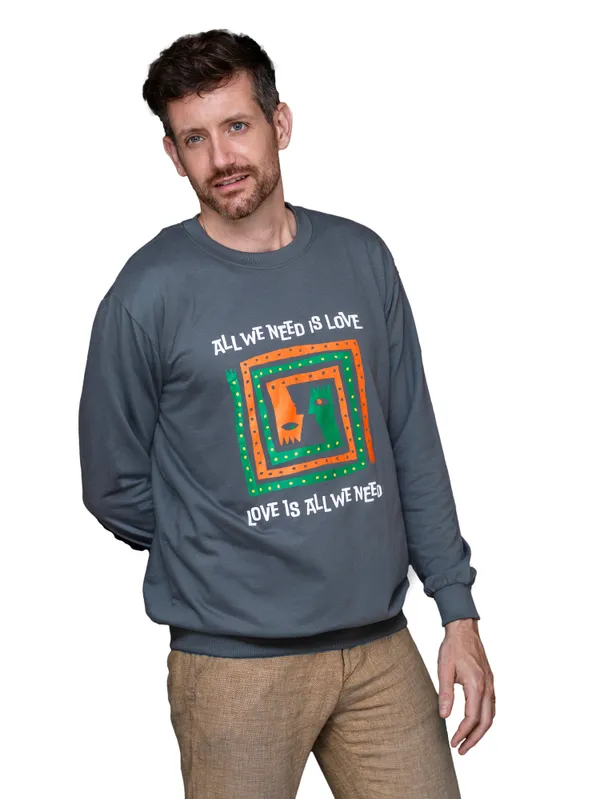 Gray_All_We_Need_Is_Love_Unisex_Steel_Sweatshirt