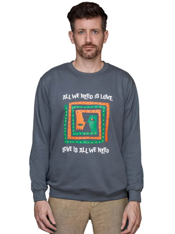 Gray_All_We_Need_Is_Love_Unisex_Steel_Sweatshirt