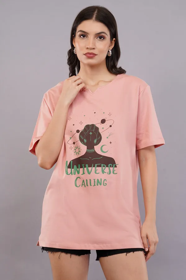 Dusty_Pink_Universe_Calling_Unisex_Ghumat_Neck_Tshirt