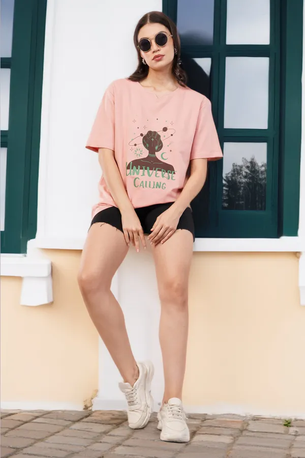 Dusty_Pink_Universe_Calling_Unisex_Ghumat_Neck_Tshirt