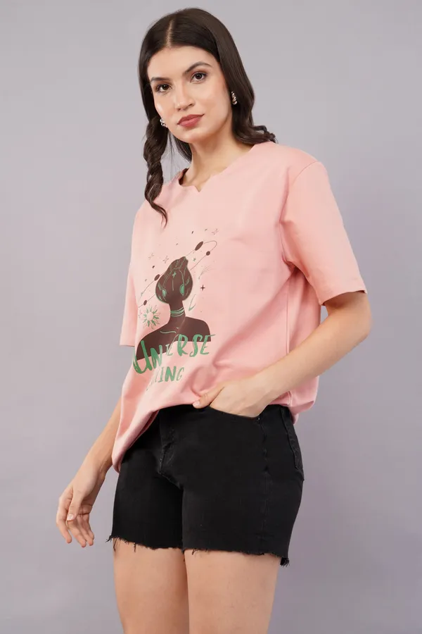 Dusty_Pink_Universe_Calling_Unisex_Ghumat_Neck_Tshirt