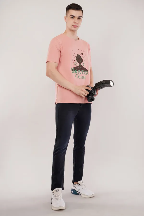 Dusty_Pink_Universe_Calling_Unisex_Ghumat_Neck_Tshirt