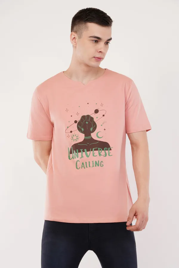Dusty_Pink_Universe_Calling_Unisex_Ghumat_Neck_Tshirt