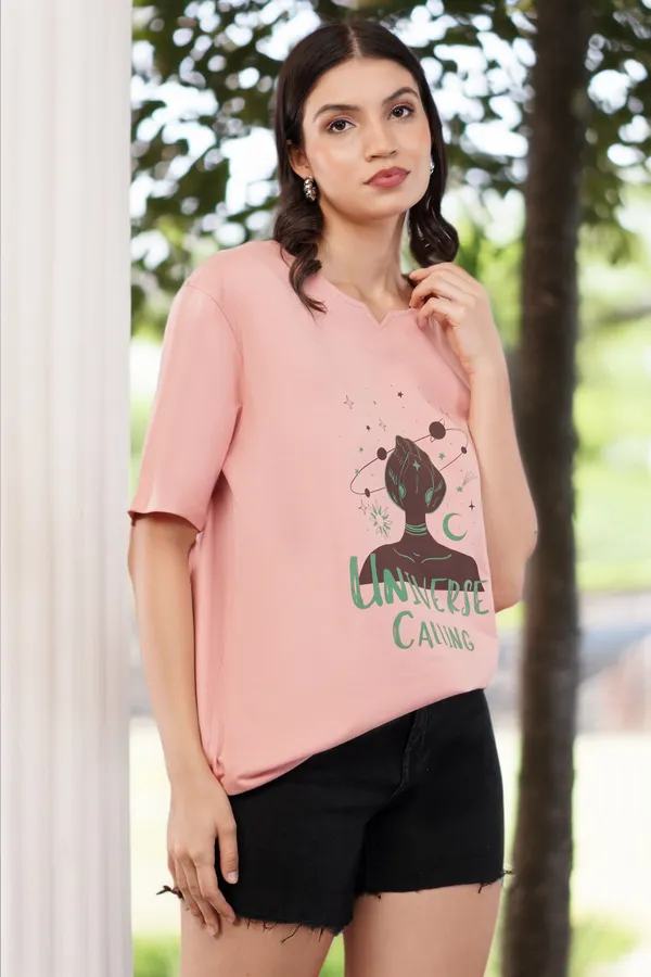 Dusty_Pink_Universe_Calling_Unisex_Ghumat_Neck_Tshirt