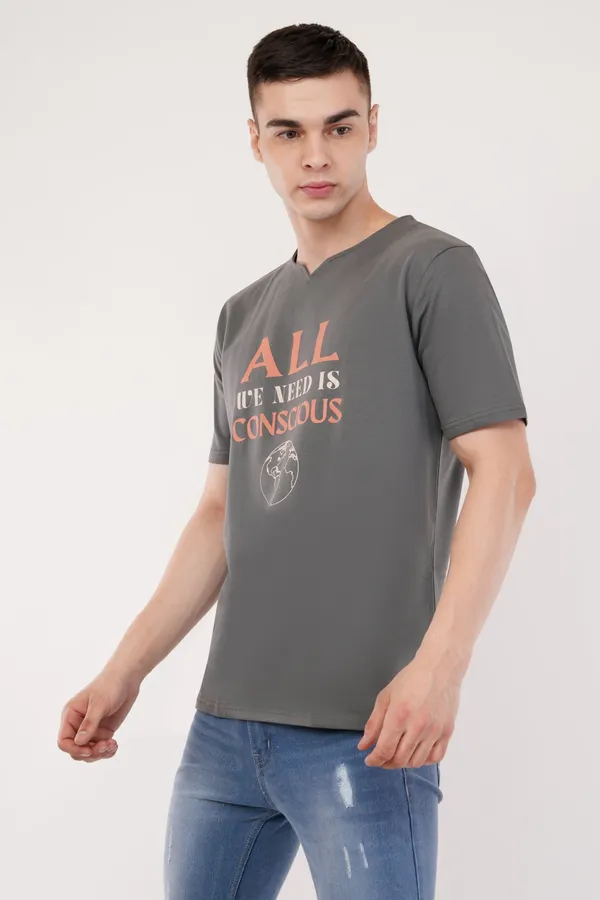 Gray_Conscious_Planet_Unisex_Steel_Ghumat_Neck_Tshirt
