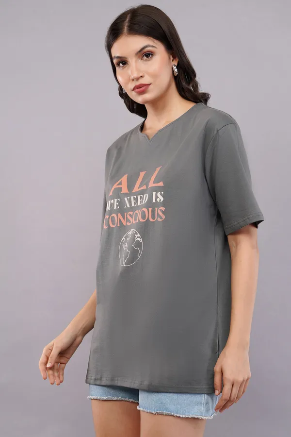 Gray_Conscious_Planet_Unisex_Steel_Ghumat_Neck_Tshirt