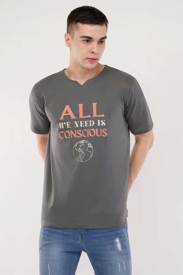 Gray_Conscious_Planet_Unisex_Steel_Ghumat_Neck_Tshirt