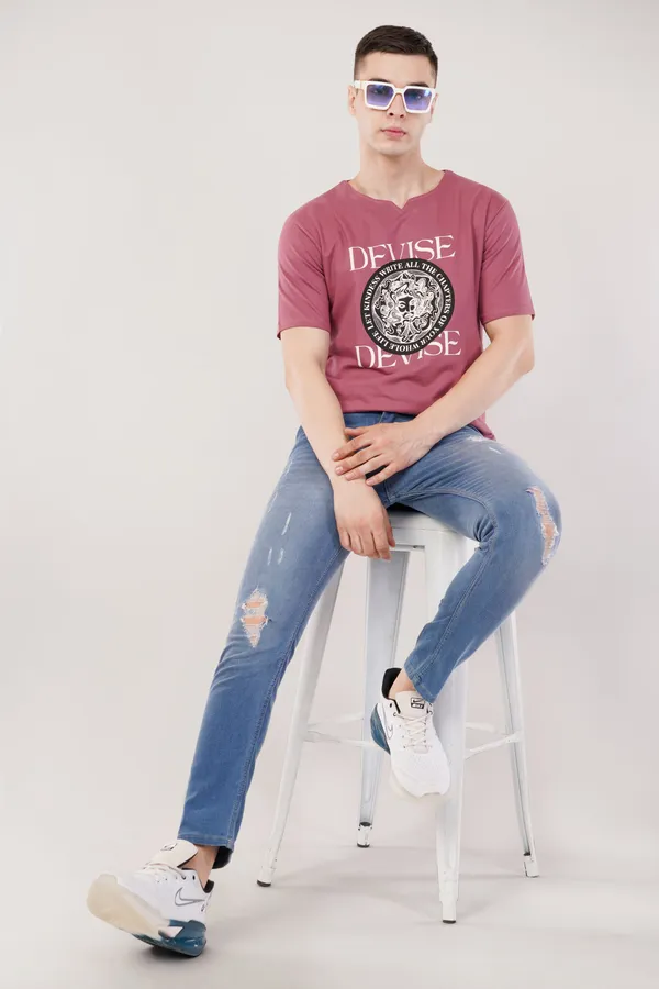 Rust_Pink_Devise_Unisex_Ghumat_Neck_Tshirt