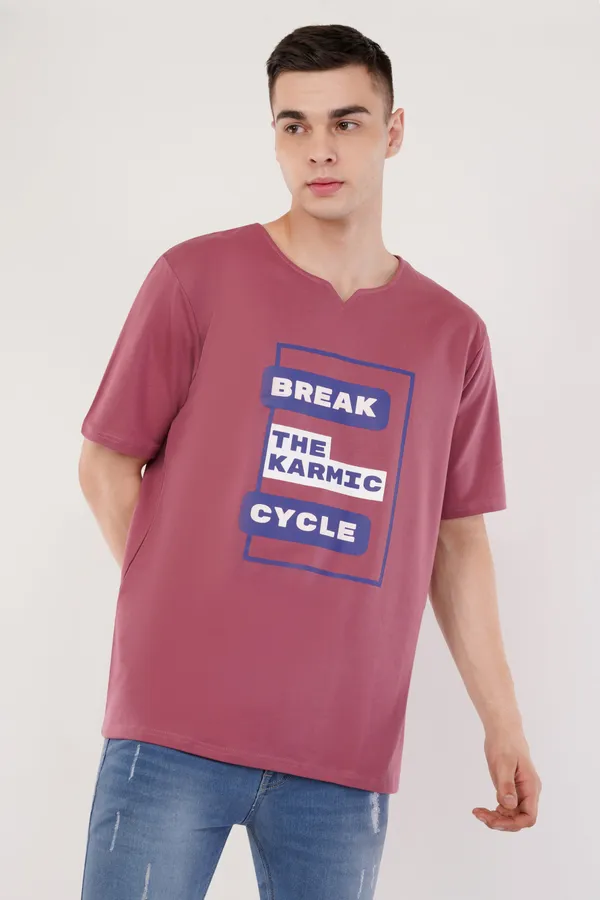 Rust_Pink_Break_Karmic_Cycle_Unisex_Ghumat_Neck_Tshirt