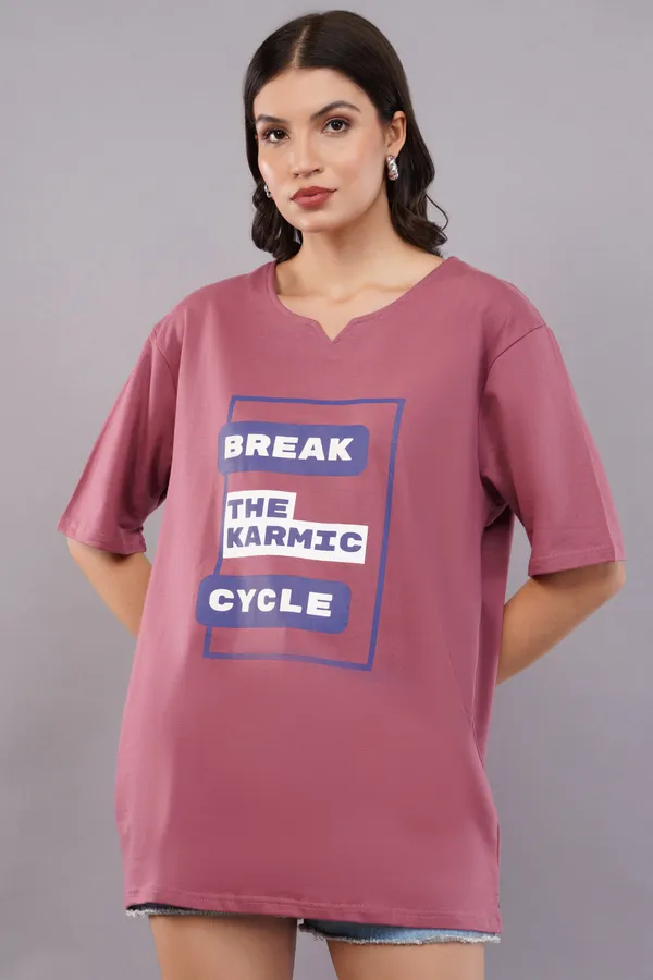 Rust_Pink_Break_Karmic_Cycle_Unisex_Ghumat_Neck_Tshirt