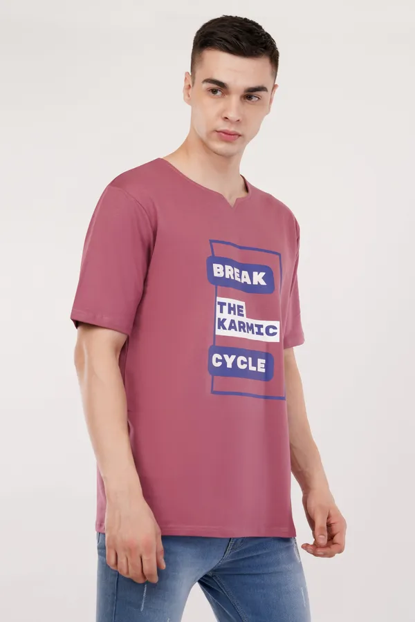 Rust_Pink_Break_Karmic_Cycle_Unisex_Ghumat_Neck_Tshirt
