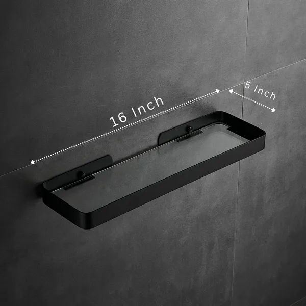 FUAO_Premium_Luxury_Bathroom_Glass_Shelf_Wall_Mounted_|_SUS_304_Grade_Frame_|_Toughened_Glass_|_100%_Rust_Proof_Shower_&_Washbasin_Shelf_|_Chrome,_Gold,_Rose_Gold_&_Matte_Black_(1,_Black)