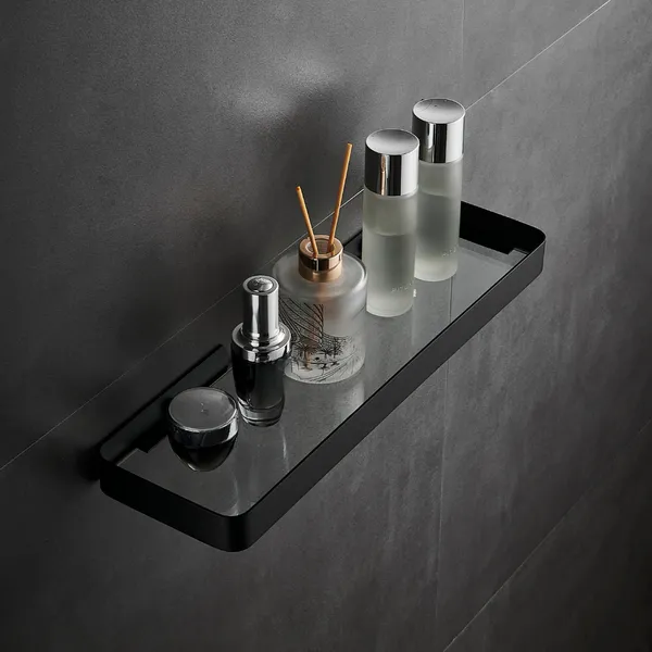 FUAO_Premium_Luxury_Bathroom_Glass_Shelf_Wall_Mounted_|_SUS_304_Grade_Frame_|_Toughened_Glass_|_100%_Rust_Proof_Shower_&_Washbasin_Shelf_|_Chrome,_Gold,_Rose_Gold_&_Matte_Black_(1,_Black)