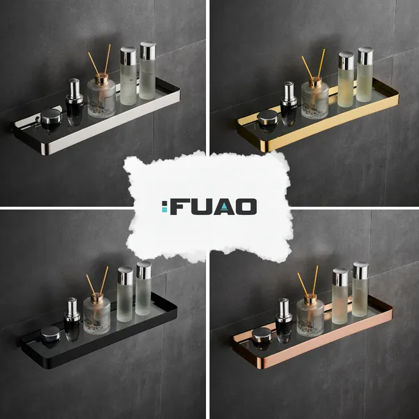 FUAO_Premium_Luxury_Bathroom_Glass_Shelf_Wall_Mounted_|_SUS_304_Grade_Frame_|_Toughened_Glass_|_100%_Rust_Proof_Shower_&_Washbasin_Shelf_|_Chrome,_Gold,_Rose_Gold_&_Matte_Black_(1,_Chrome)