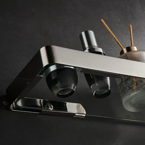 FUAO_Premium_Luxury_Bathroom_Glass_Shelf_Wall_Mounted_|_SUS_304_Grade_Frame_|_Toughened_Glass_|_100%_Rust_Proof_Shower_&_Washbasin_Shelf_|_Chrome,_Gold,_Rose_Gold_&_Matte_Black_(1,_Chrome)