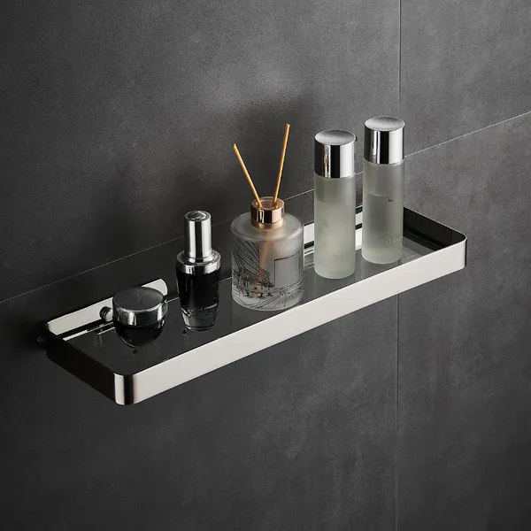 FUAO_Premium_Luxury_Bathroom_Glass_Shelf_Wall_Mounted_|_SUS_304_Grade_Frame_|_Toughened_Glass_|_100%_Rust_Proof_Shower_&_Washbasin_Shelf_|_Chrome,_Gold,_Rose_Gold_&_Matte_Black_(1,_Chrome)