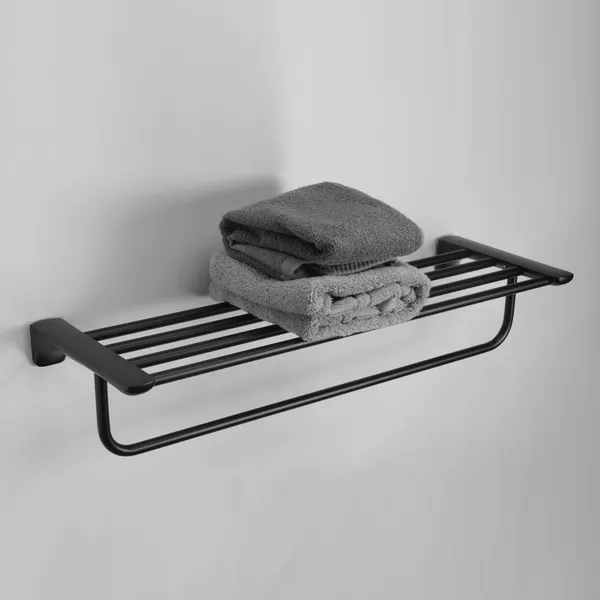 FUAO_Wall_Mounted_Bathroom_Towel_Rack_with_Top_Shelf_&_Hanging_Bar_|_SUS_304_Grade_Stainless_Steel_|_100%_Rust_Proof_|_Matte_Black,_Chrome_&_Rose_Gold_|_Premium_Hotel_Style_Organiser_(1,_Matte_Black)