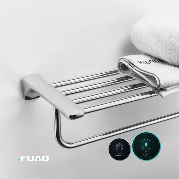 FUAO_Wall_Mounted_Bathroom_Towel_Rack_with_Top_Shelf_&_Hanging_Bar_|_SUS_304_Grade_Stainless_Steel_|_100%_Rust_Proof_|_Matte_Black,_Chrome_&_Rose_Gold_|_Premium_Hotel_Style_Organiser_(1,_Chrome)