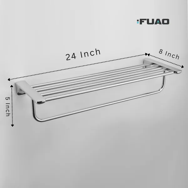 FUAO_Wall_Mounted_Bathroom_Towel_Rack_with_Top_Shelf_&_Hanging_Bar_|_SUS_304_Grade_Stainless_Steel_|_100%_Rust_Proof_|_Matte_Black,_Chrome_&_Rose_Gold_|_Premium_Hotel_Style_Organiser_(1,_Chrome)