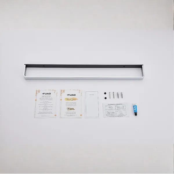FUAO_Premium_Maxton_Series_Towel_Bar_24_Inch_|_Wall_Mounted,_Rust_Proof_&_100%_Corrosion_Free,_Heavy-Duty_Bathroom_Accessory_|_Available_in_Chrome,_Brushed_Gold_&_Matte_Black_(Chrome_Glossy)
