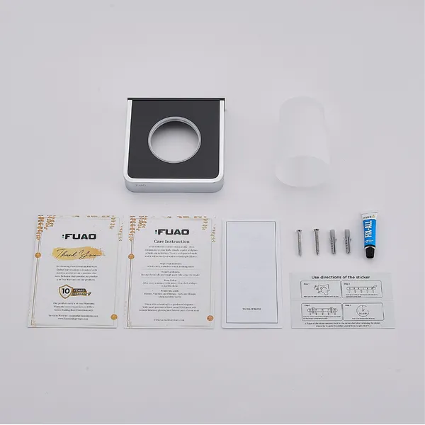 FUAO_Maxton_Series_Tumbler_Holder_|_Wall_Mounted,_Rust_Proof_&_Corrosion_Free,_Heavy-Duty_Bathroom_Accessory_|_Space-Saving_Tooth_Brush_Holder_|_Chrome,_Brushed_Gold_&_Matte_Black_(Chrome_Glossy)