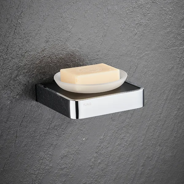 FUAO_Maxton_Series_Soap_Dish_Wall_Mounted,_Rust_Proof_&_Corrosion_Free,_Heavy-Duty_Bathroom_Soap_Holder_|_Modern_&_Space-Saving_|_Chrome,_Brushed_Gold_&_Matte_Black_(Chrome_Glossy)